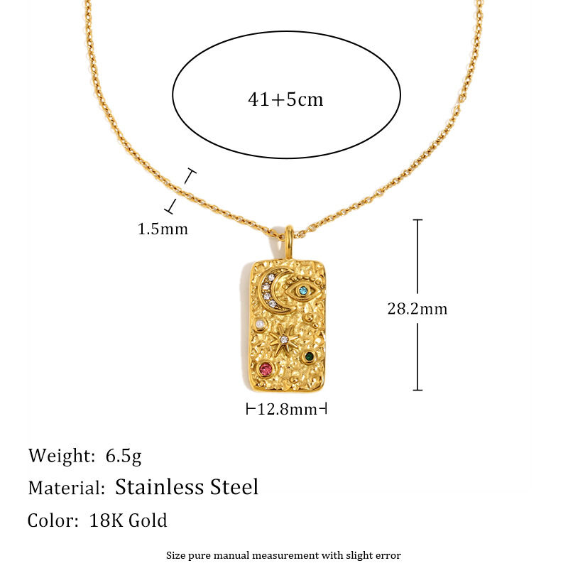 Star And Moon Square Necklace - Gold Picture2