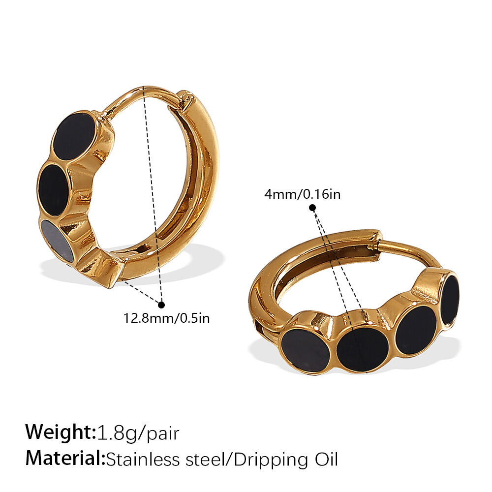 Eh1078Bkg Black Oil Drop Gold Small Earrings Picture9