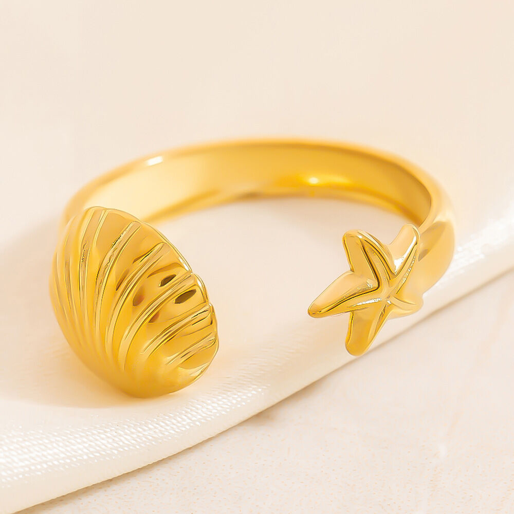 Simple Series Casual Turtle Edelstahl wasserdichte Statement-Ringe in Goldfarbe Bild5