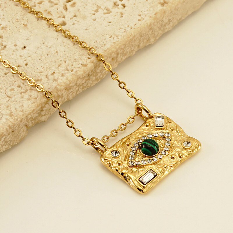 Devil's Eye Stainless Steel Waterproof Gold Color Pendant Necklaces