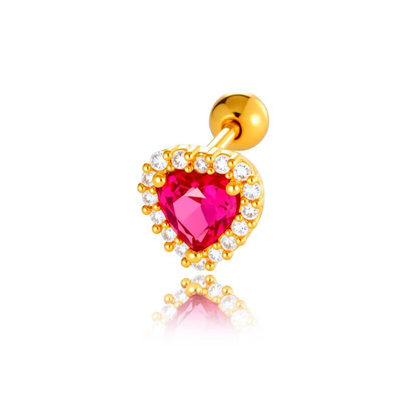 1 pezzo di orecchini da donna con zirconi color rame e cuore semplice, serie semplice
