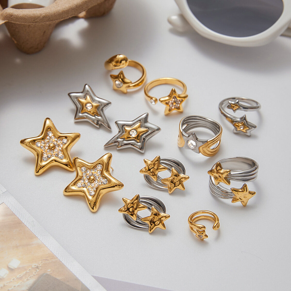  style star edelstahl gold farbe ohrring sets
