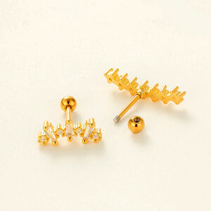 Star Copper Gold Color Piercings Earrings h5 Picture3
