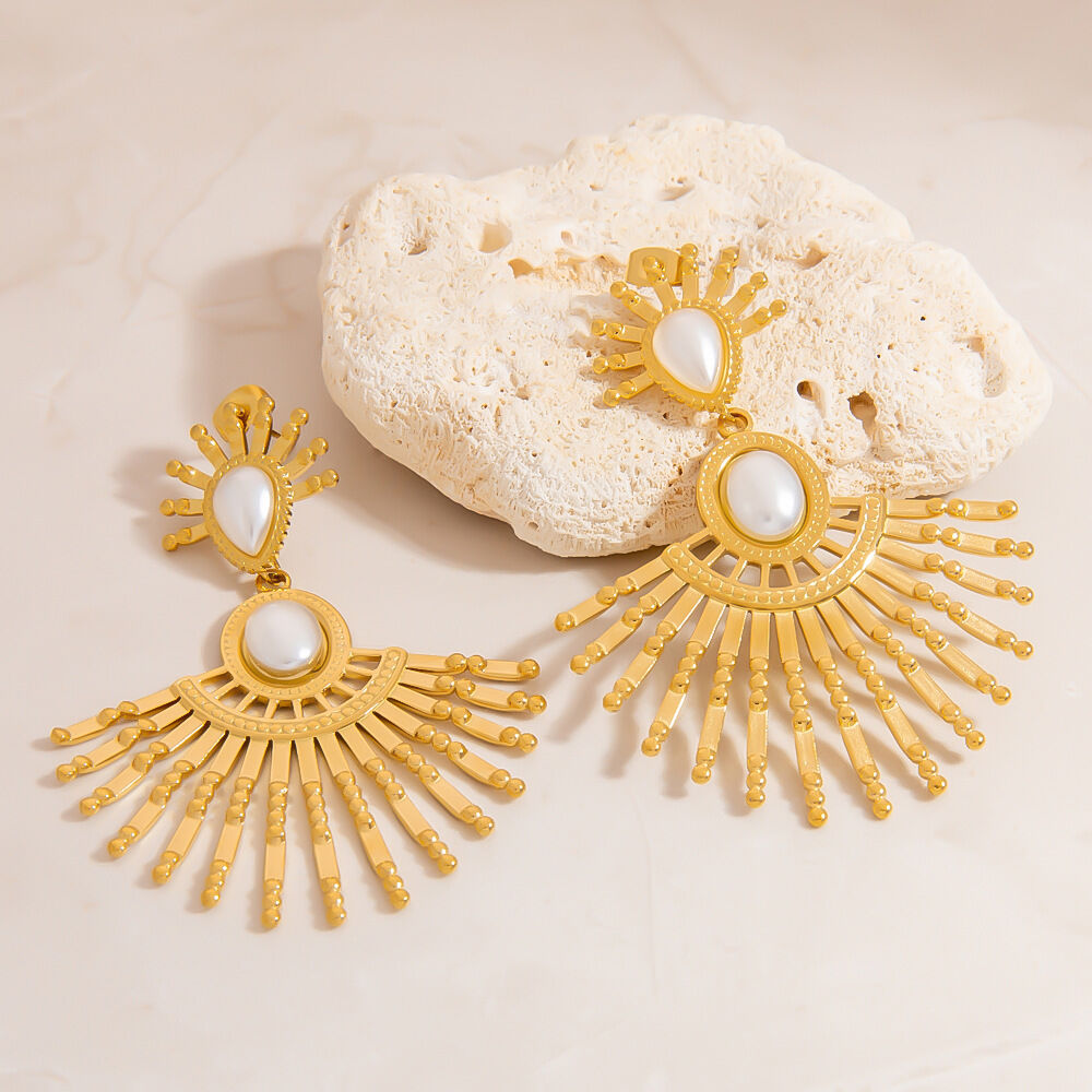 Stainless Steel Waterproof Gold Color  Drop Earrings 2