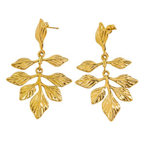 Stylish and Elegant Stainless Steel Waterproof Leaf-shaped Women's Dangle Earrings h5 Picture4