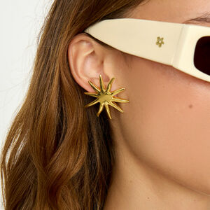 Simple Sun Stainless Steel Waterproof Gold Color Stud Earrings h5 Picture6