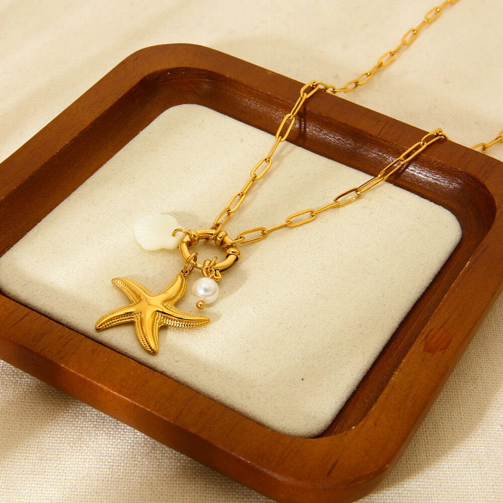 1 paio di collane con ciondolo da donna in acciaio inossidabile color oro, a forma di tartaruga, serie romantica per le vacanze h5Immagine4