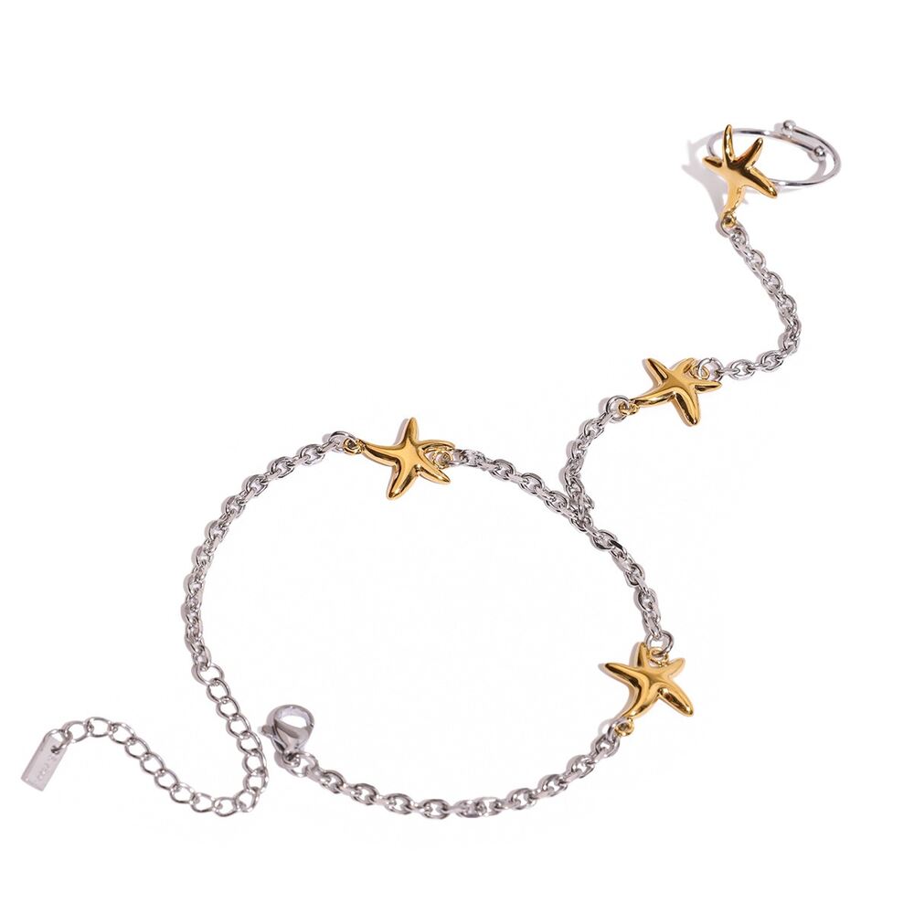 style starfish stainless steel gold color charm bracelets