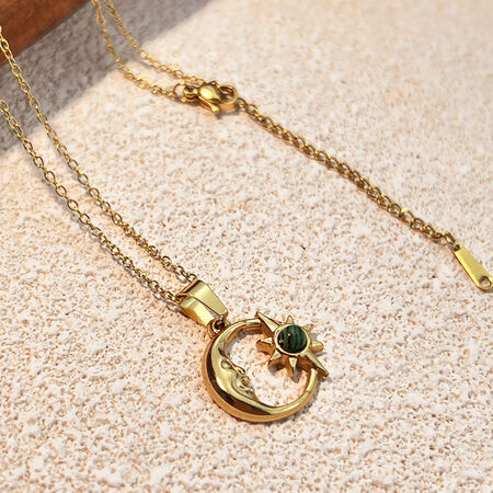 Moon Stainless Steel Waterproof Gold Color Pendant Necklaces 2
