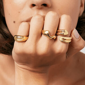 Simple Heart Stainless Steel Waterproof Gold Color Minimalist Rings h5 Picture3