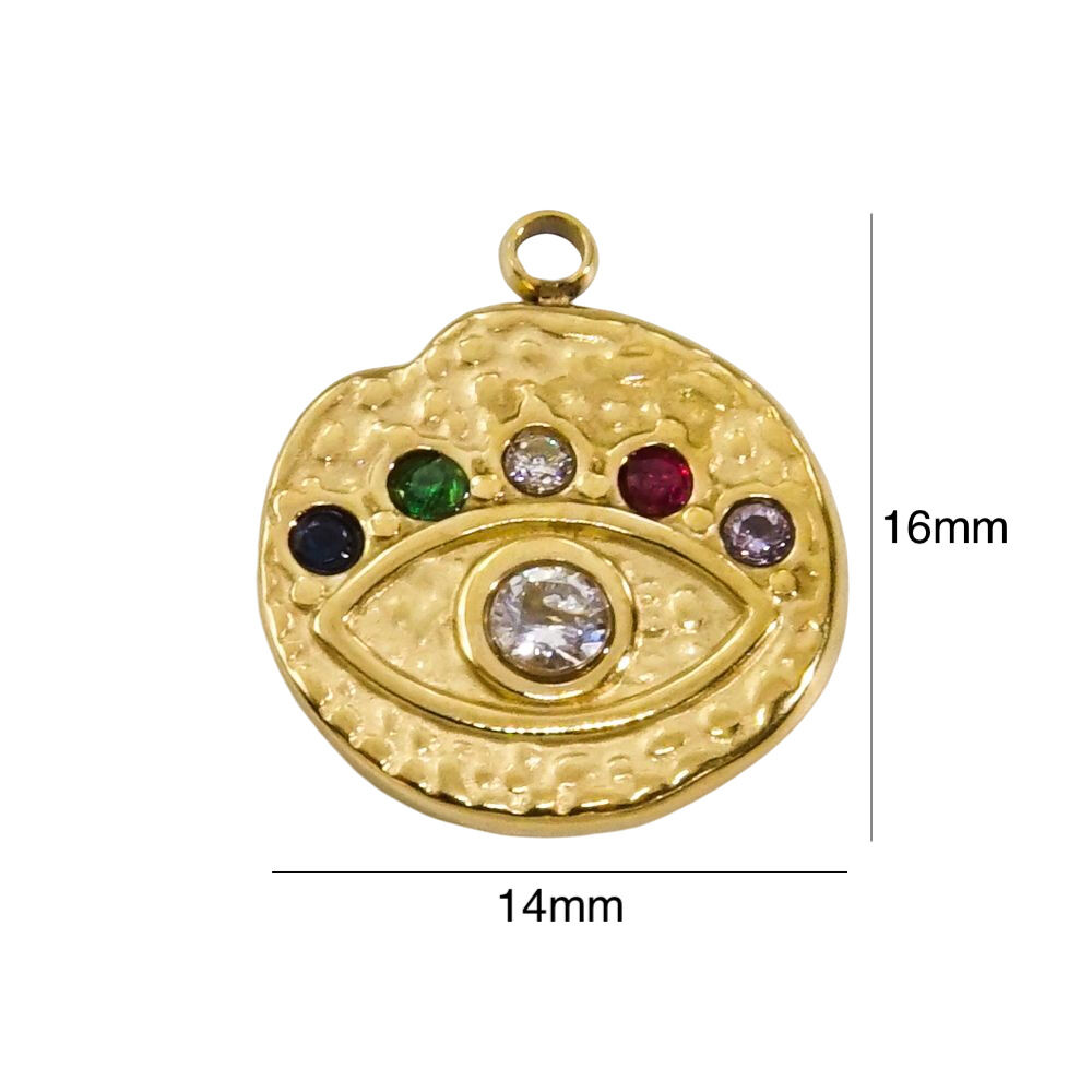1 paio di ciondoli da donna in acciaio inossidabile impermeabile color oro con motivo retrò a forma di occhio, serie semplice 