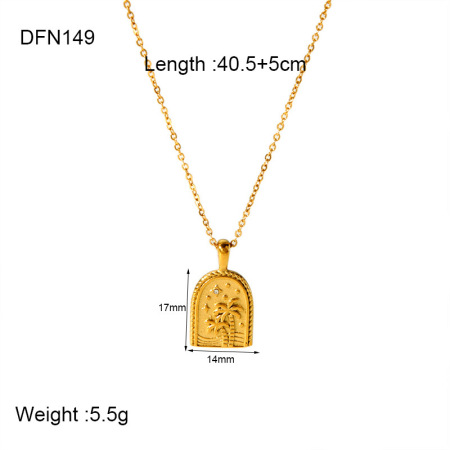 1 Pair Simple Series Daily Geometric Stainless Steel Waterproof   Gold Color  Zircon Unisex Pendant Necklaces