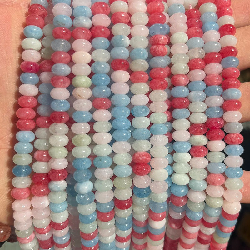 1 String Colorful Wheel Natural Stone Jewelry Beads(Bead Size:5mm*8mm) Picture2