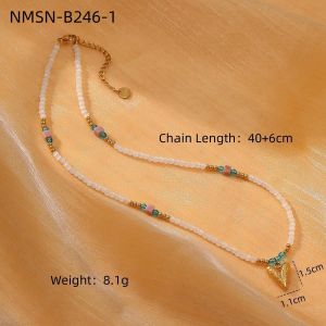 Retro Beaded Heart - Shaped Stainless Steel Waterproof Women's Necklaces h5 Picture2