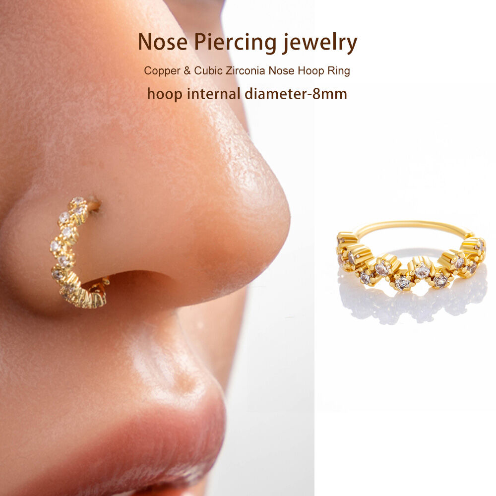 1 Piece Copper Gold Color Zircon Nose Stud h5 Picture4