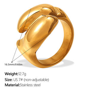 Simple Twist Stainless Steel Waterproof Gold Color Statement Ring h5