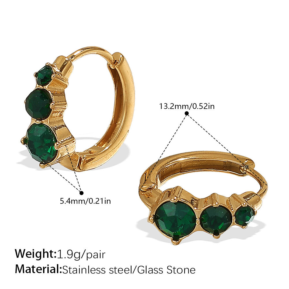 Eh1076Gng Green Stone Gold Small Earrings Picture6