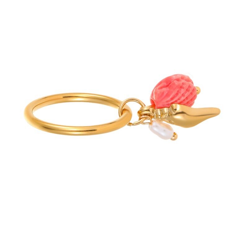 1 paio di anelli romantici in acciaio inossidabile color oro con tartaruga per le vacanze Immagine5