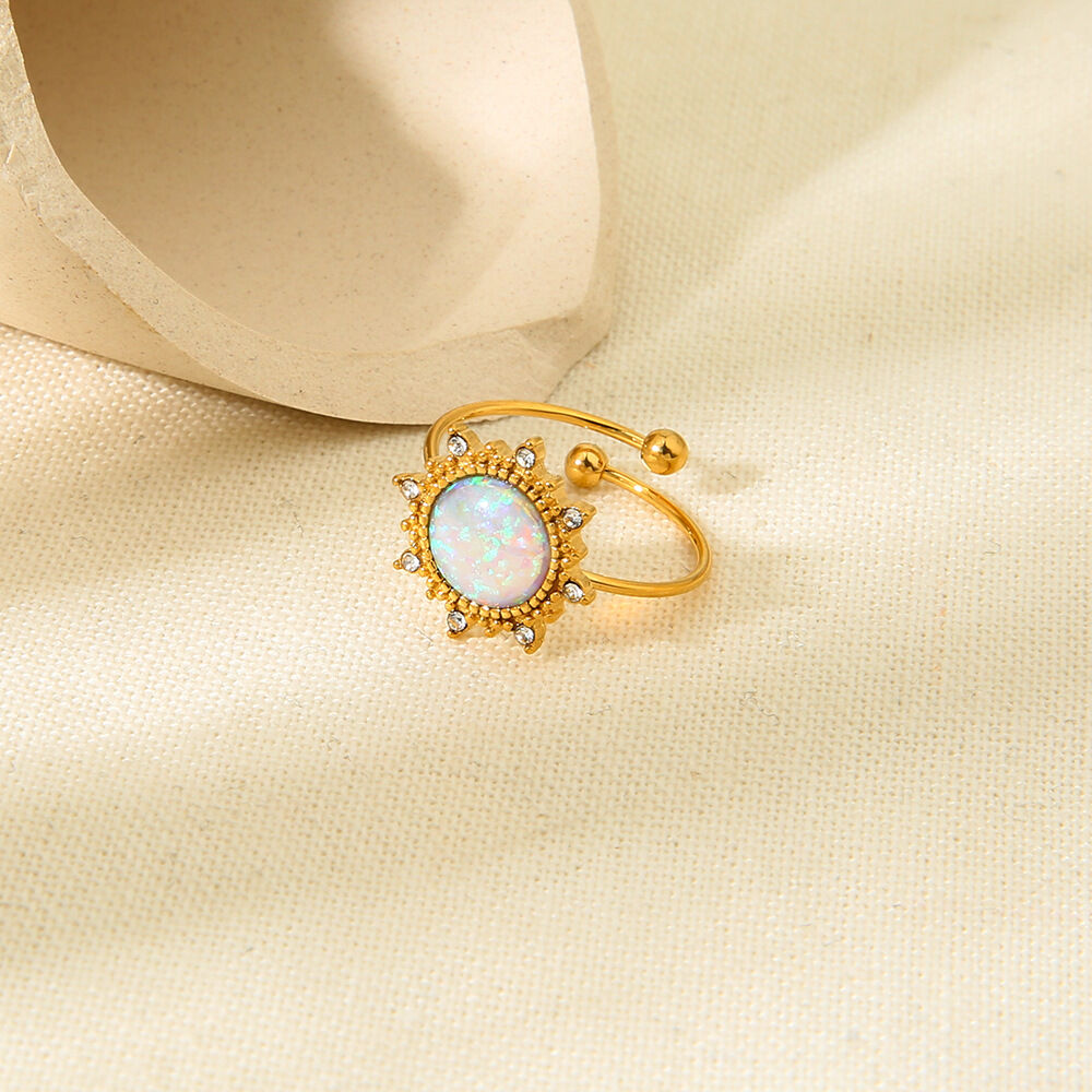 1 Pair Luxurious Series Elegant Geometric Stainless Steel Waterproof   Gold Color  Statement Rings 2