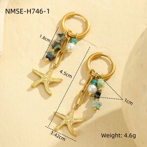1 Pair Romantic Series Vacation Turtle Stainless Steel Waterproof Gold Color Women's Drop Earrings h5