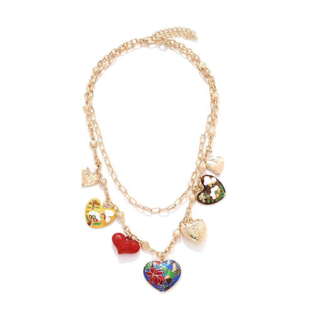 Retro Heart Alloy Layered Necklaces
