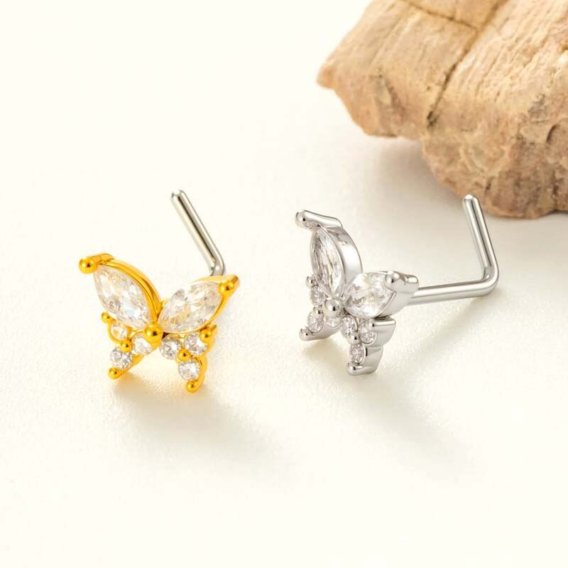 1 Piece Copper Gold Color Zircon  Nose Stud
