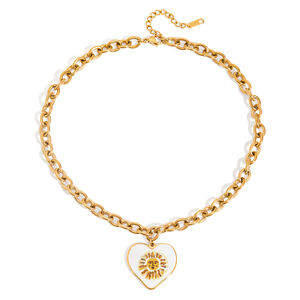 1 Piece Classic Series Paint Sun Stainless Steel Waterproof Gold Color Women's Pendant Necklaces h5