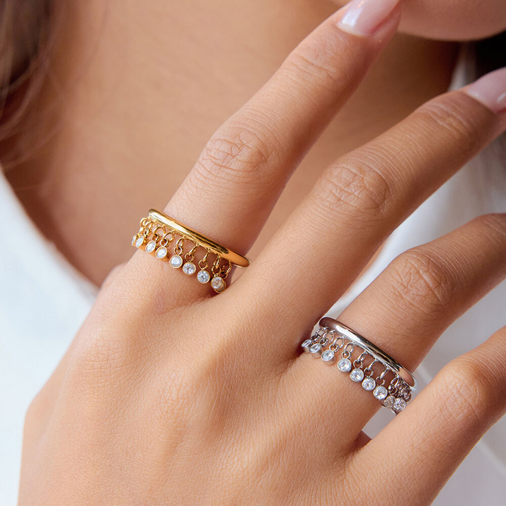 1 piece luxurious series tassel stainless steel gold color women's gemstone rings Picture4