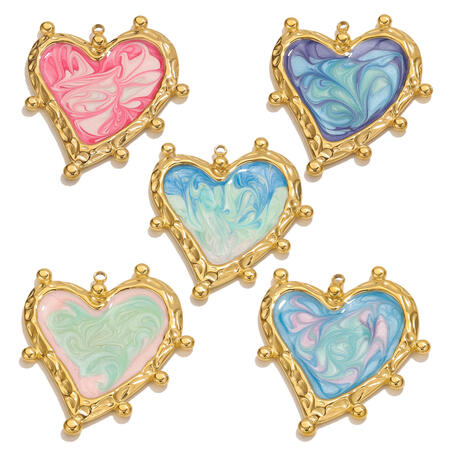 1 Piece Romantic Series DIY Heart Stainless Steel Waterproof Women's Pendants 2