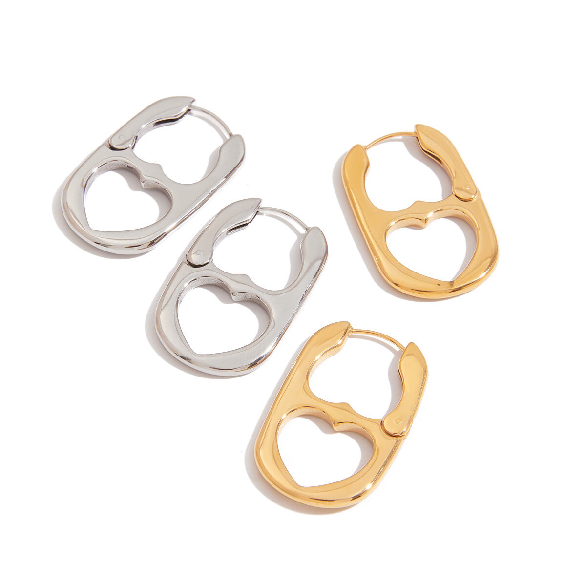 1 paio di orecchini a cerchio da donna in acciaio inossidabile di alta qualità, impermeabili, color oro h5 Immagine6