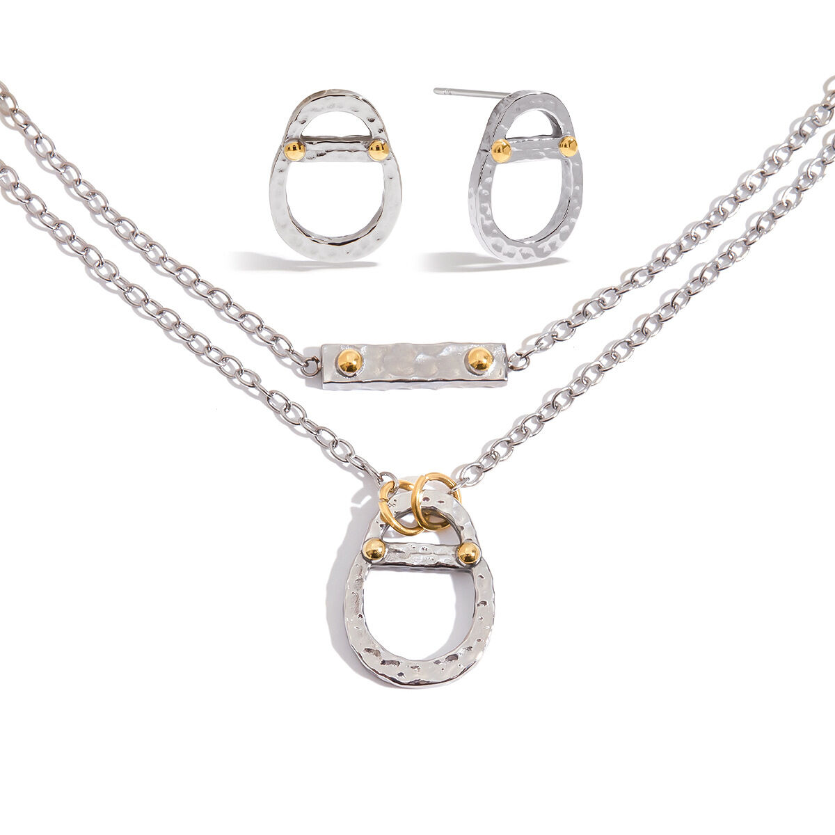 1 pezzo di alta qualità ovale in acciaio inossidabile impermeabile color oro, collana con ciondolo da donna h5 Immagine5