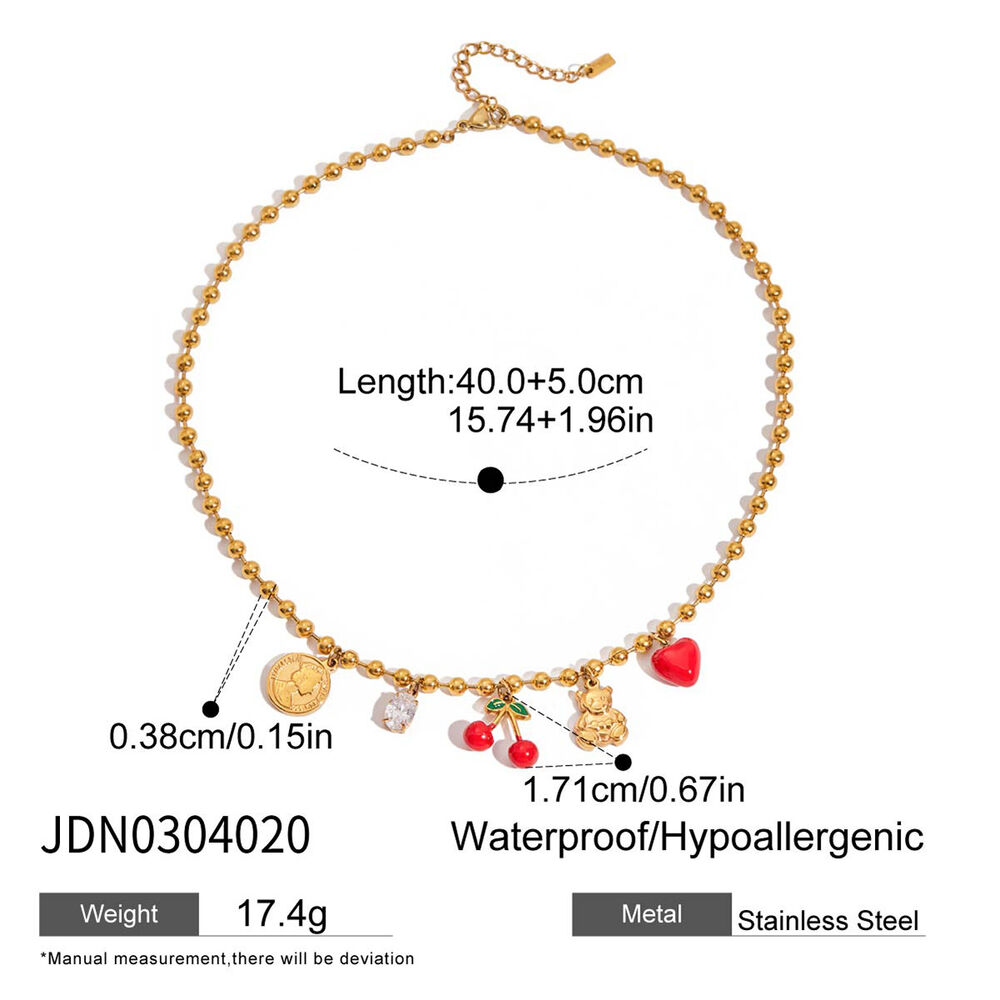 1 Piece Natural Cherry Stainless Steel Waterproof Gold Color Women's Pendant Necklaces Picture2