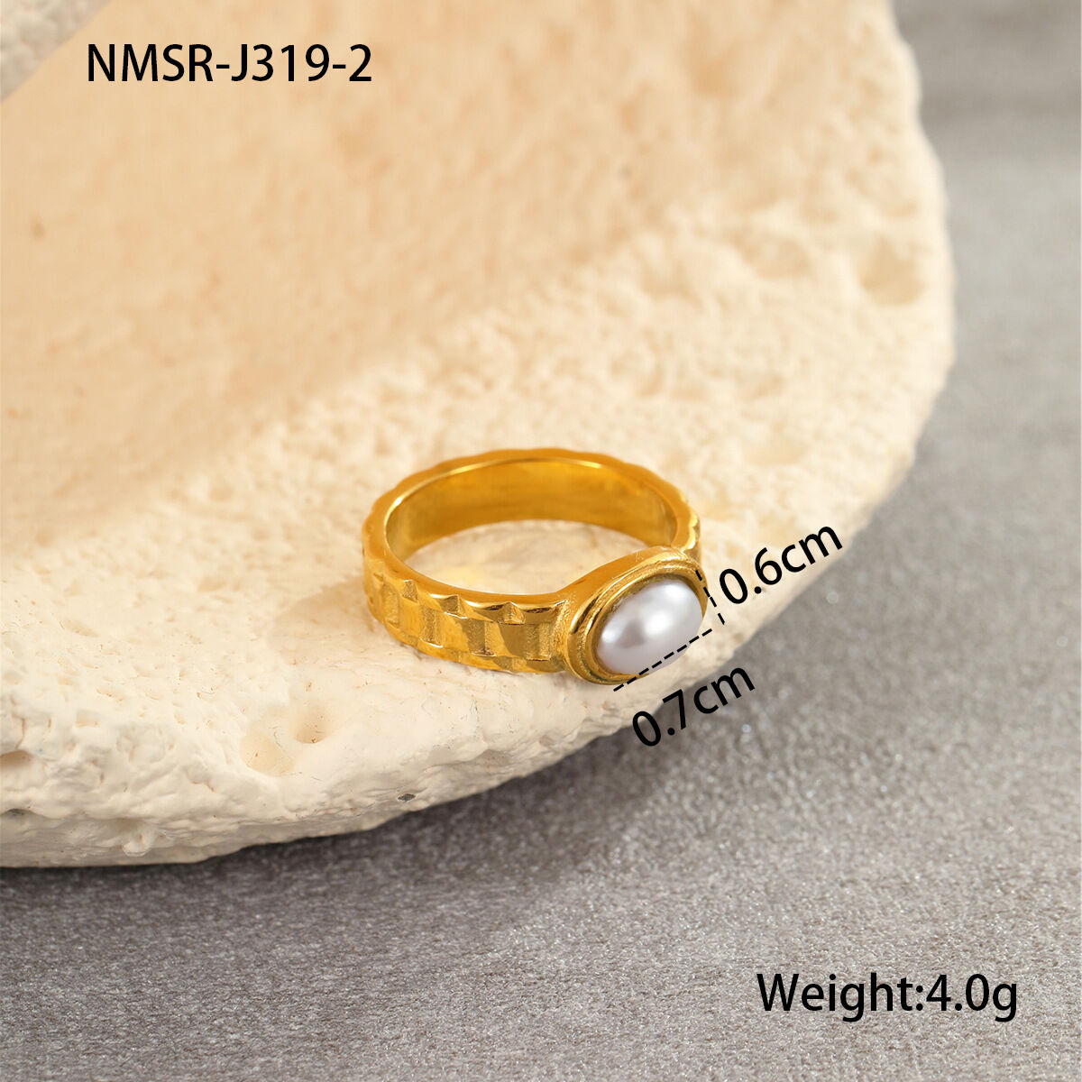 Bague en or et perle NMSR-J319-2/Taille unique Image5