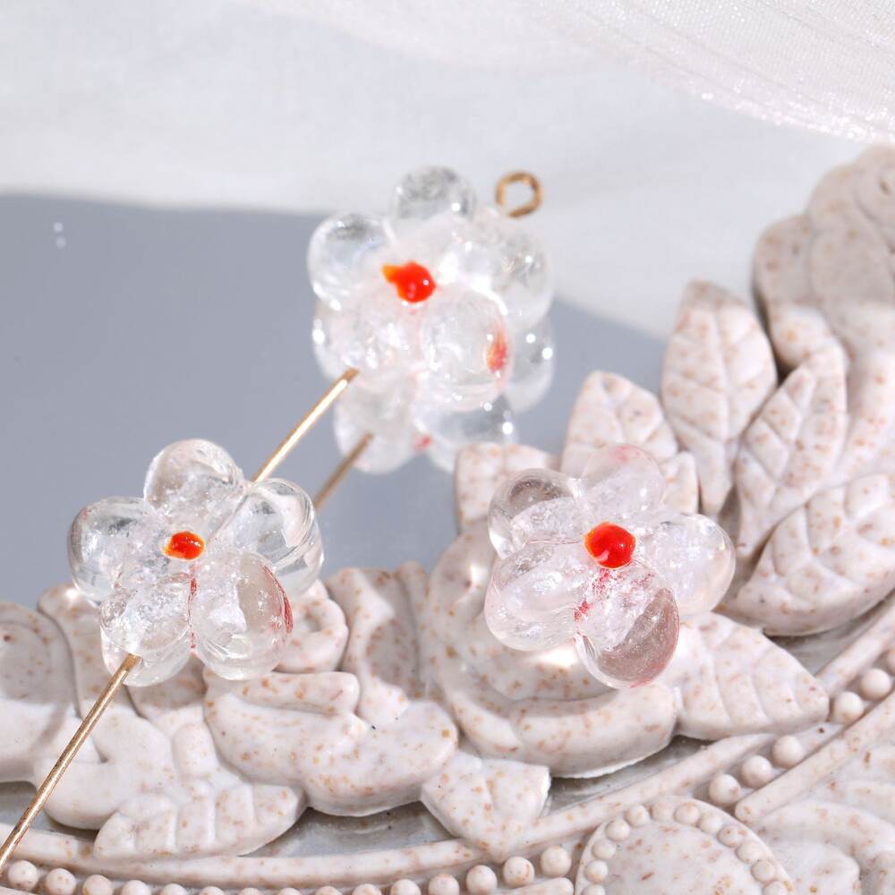 1 Piece Simple Series Sweet Flower Glass Jewelry Beads