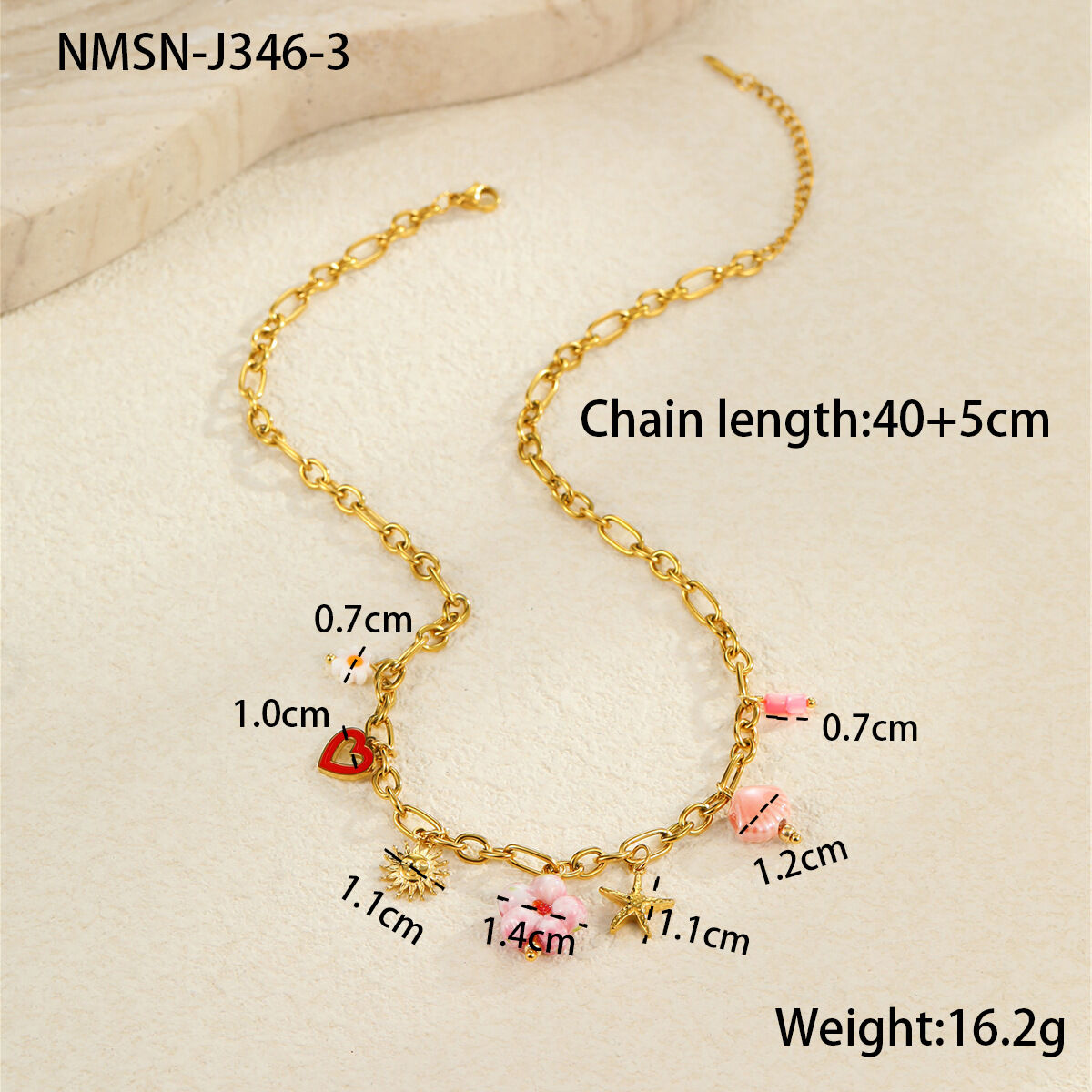 Nmsn-J346-3 Pink Bead Flower Necklace Picture6