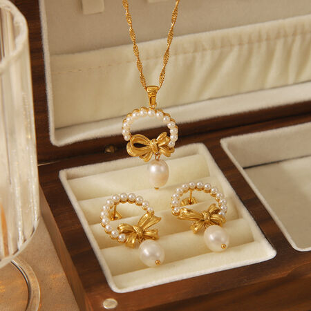 Luxe serie elegante oorbellen met strik van roestvrij staal, waterdicht, voor dames 2