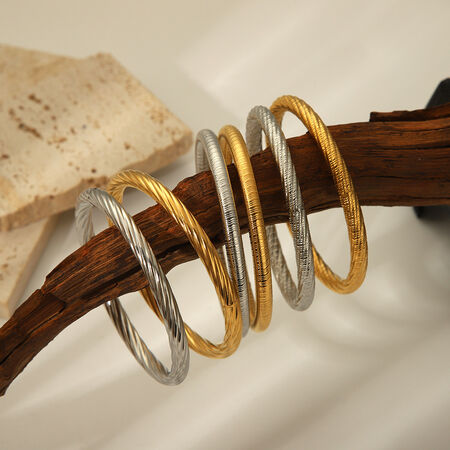 1 Piece Stainless Steel Waterproof Gold Color Bangle