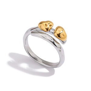 1 Stück Simple Series Herzförmiger Edelstahl Wasserdichter Statement-Ring in Gold & Silber h5