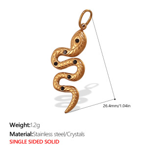 1 Pezzo Di Ciondolo A Forma Di Serpente In Acciaio Inossidabile Impermeabile Color Oro h5 Immagine2