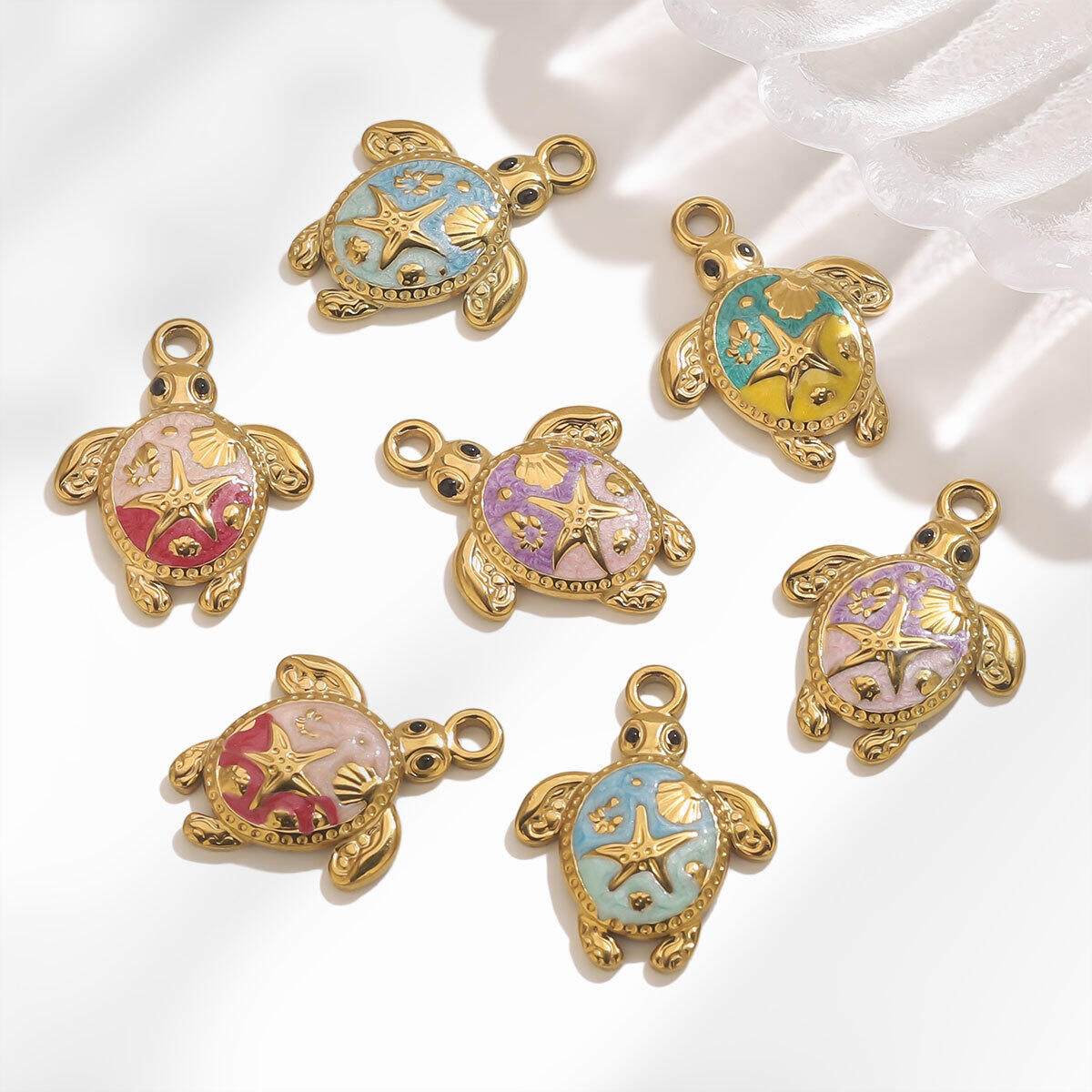 1 Piece Vacation Turtle Stainless Steel Waterproof Gold Color Women's Pendants Picture5