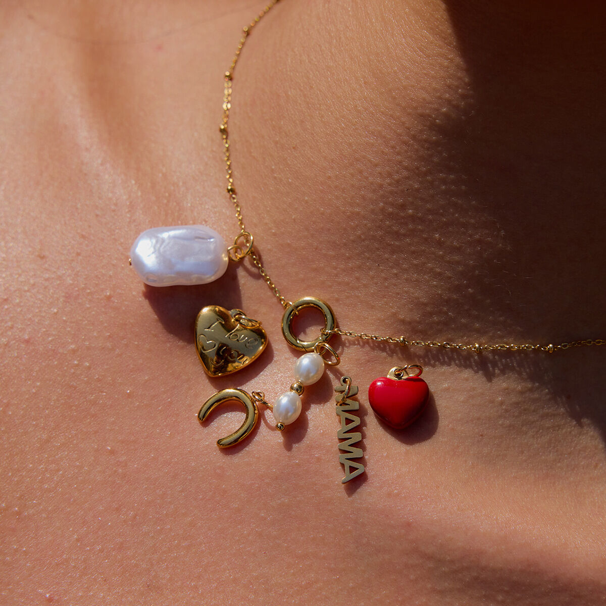 1 Piece DIY Series Vacation Heart Stainless Steel Waterproof Gold Color Women's Pendant Necklaces 2