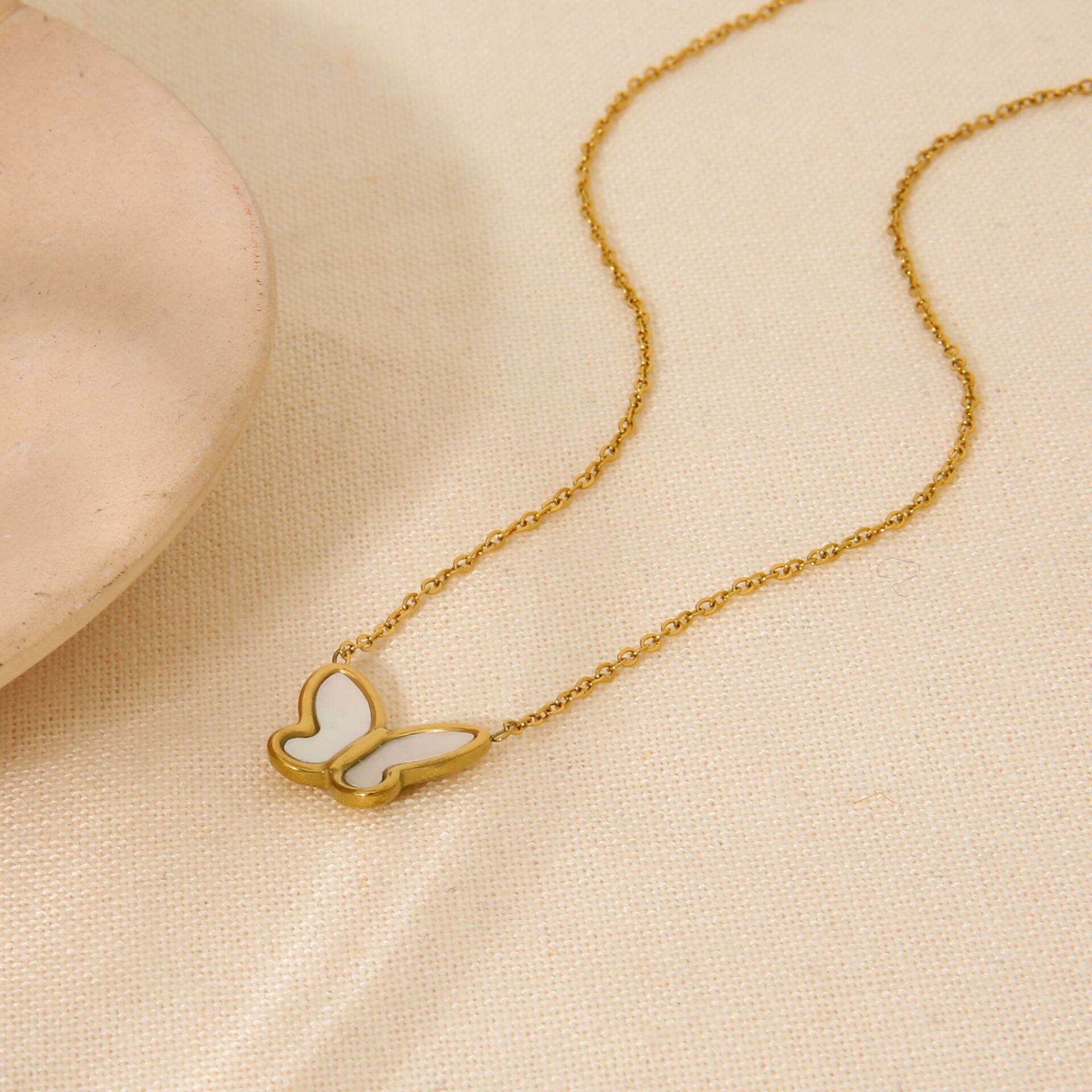 Romantic Series Sweet Bow Knot Stainless Steel Waterproof  Women's Pendant Necklaces 2