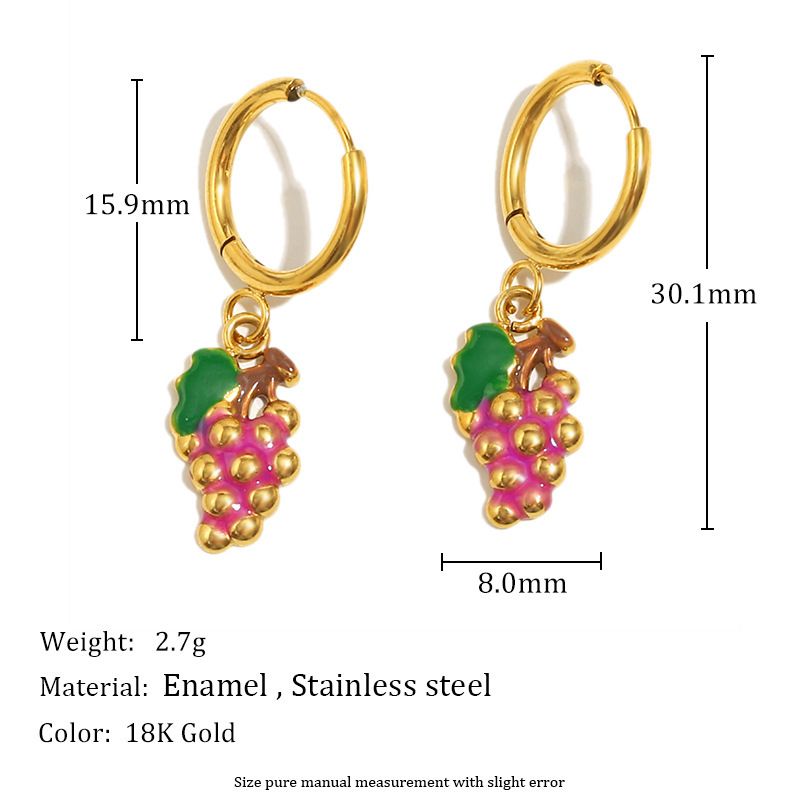 1 Pair Vivid Fresh Fruits Gold Color Drop Earrings h5Picture2