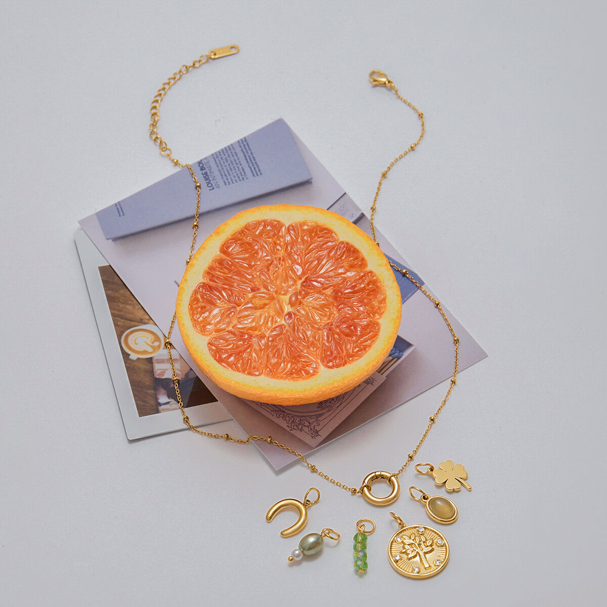 1 Piece DIY Series Personality Clover Stainless Steel Waterproof Gold Color Women's Pendant Necklaces h5 Picture7
