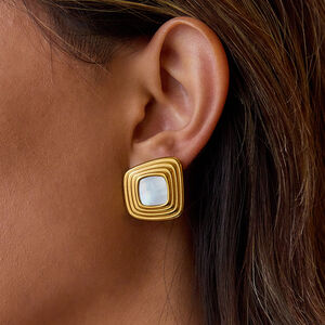 1 Pair Classic Series Elegant Rectangular Stainless Steel Waterproof Gold Color Women's Stud Earrings h5 Picture4