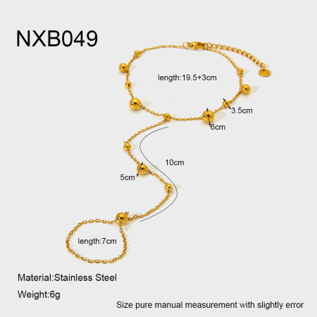 1 Piece Stainless Steel Waterproof Gold Color Finger-connected Bracelet