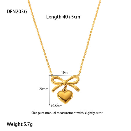Sweet Heart Stainless Steel Waterproof  Gold Color  Women's Pendant Necklaces