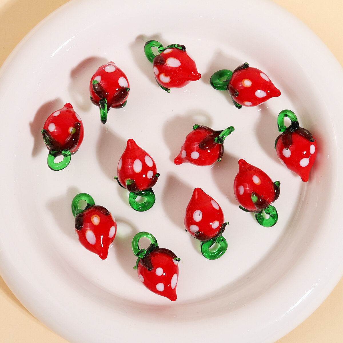 1 Piece Simple Series Cute Plant Glass Jewelry Beads Picture2