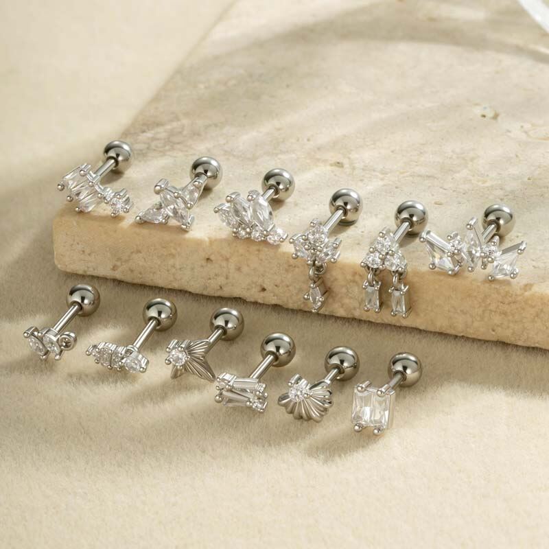 1 Piece Exquisite Copper Gold Color Zircon Women's Piercings Earrings h5 Picture3