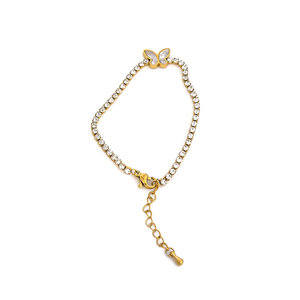 1 Piece Flower Stainless Steel Waterproof Gold Color Charm Bracelet h5